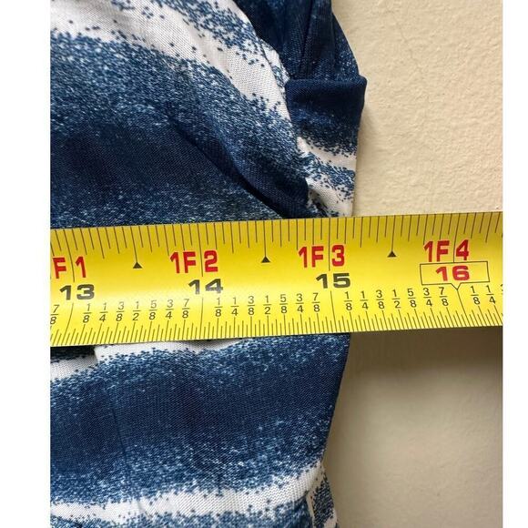 Vacation Euro Summer Blue White Ombre V-Neck Sleeveless Wrap Maxi Dress Size M - Picture 9 of 11